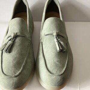 Women Suede Tassel slip on Loafers in Sage Green size 11